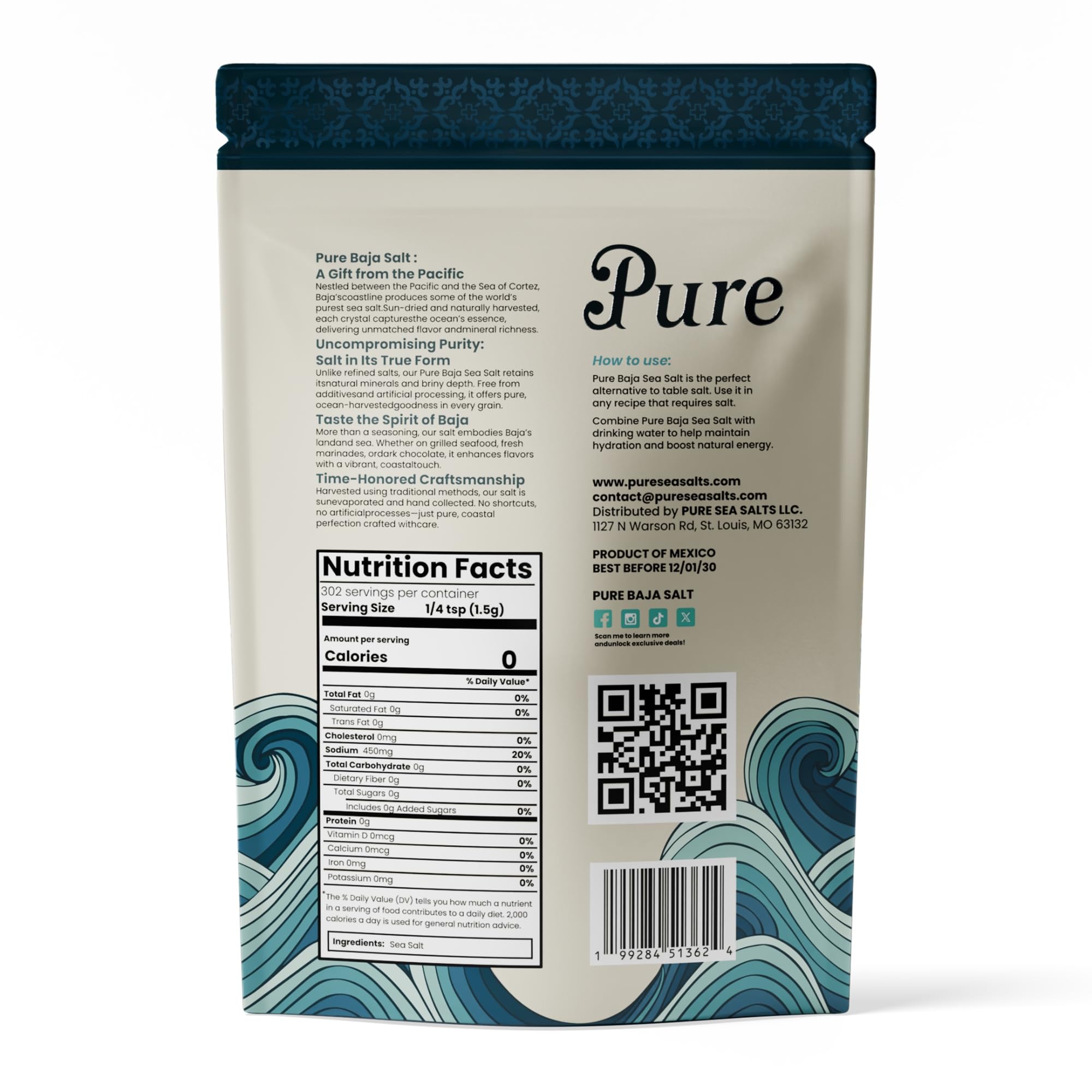 Pure Sea Salts Baja hand-harvested sea salt, traditional method, authentic mineral profile