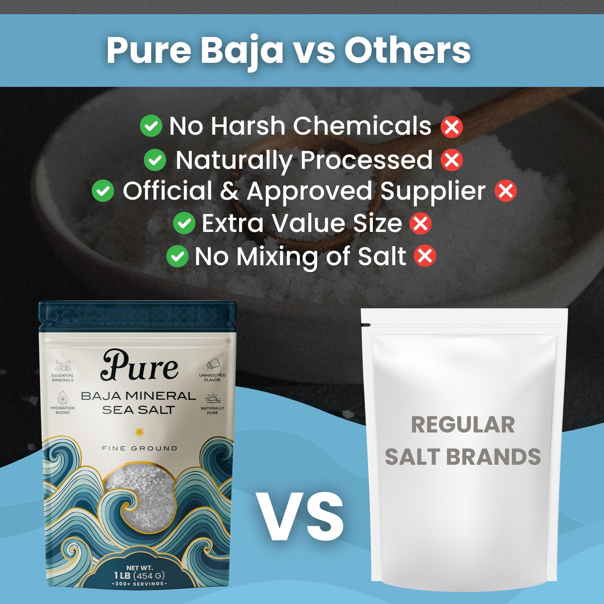 Pure Sea Salts low-sodium formula supports balanced seasoning