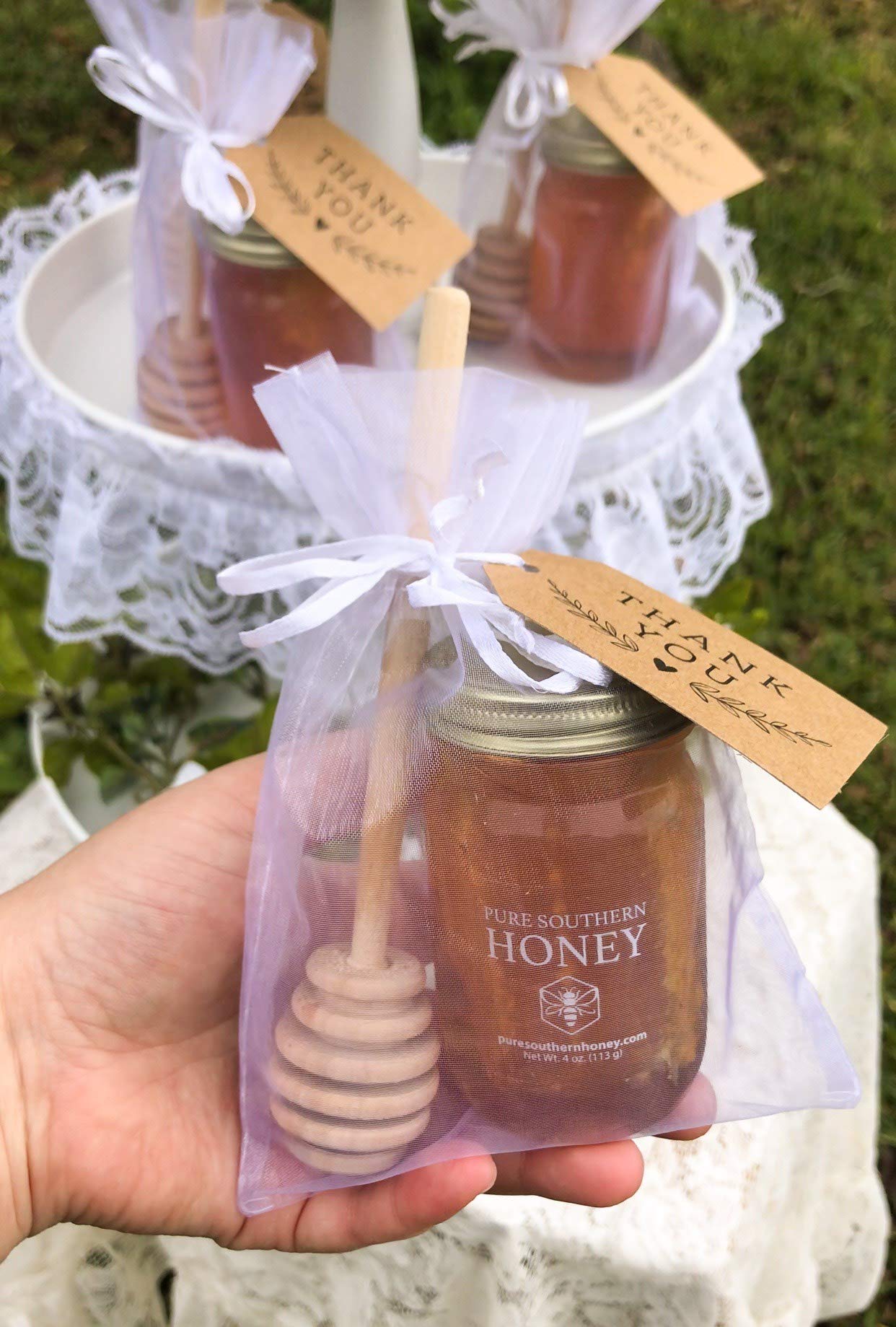 Pure Southern Honey honeycomb detail in glass jar for culinary flavor.