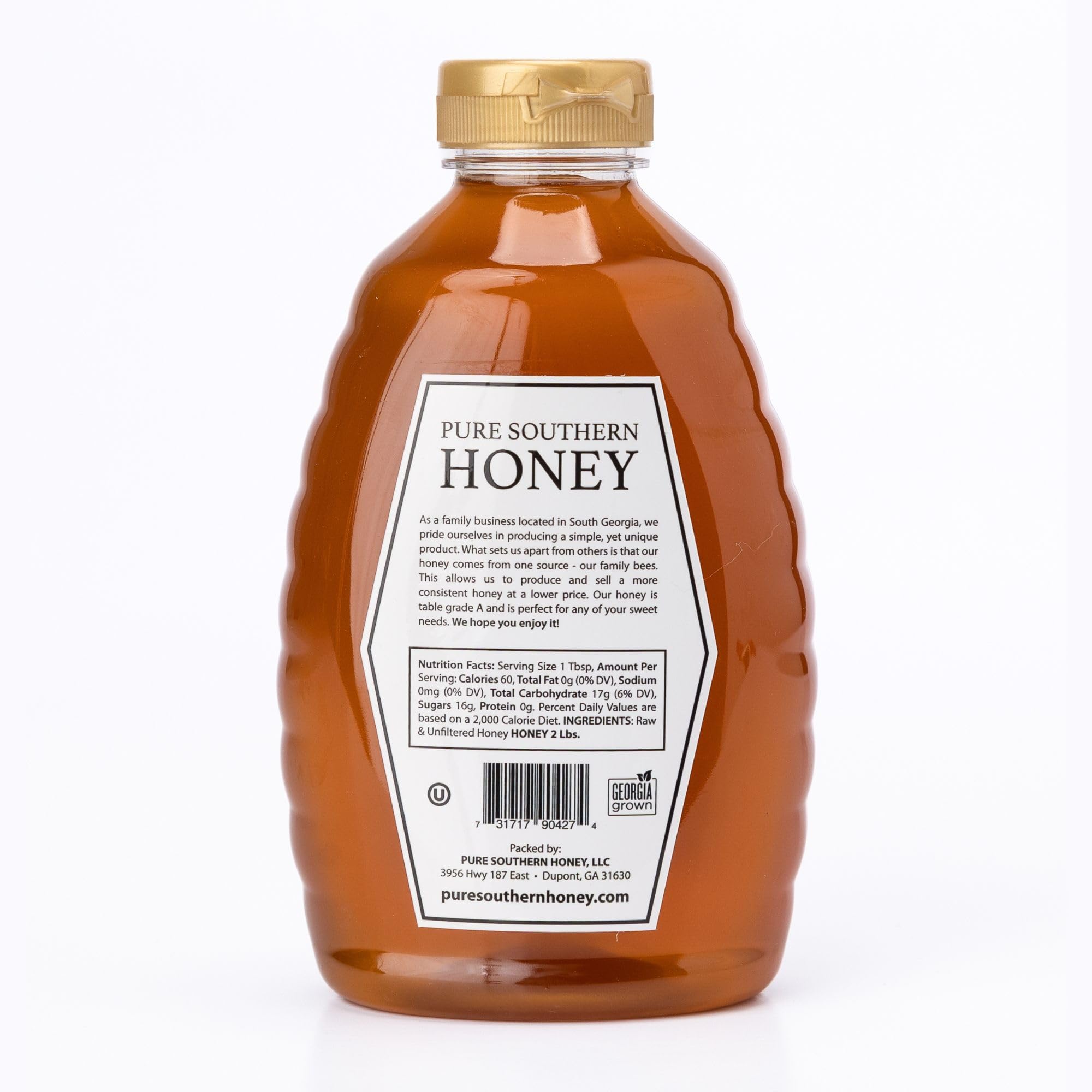 Raw, unheated Pure Southern Honey with comb pieces for authentic texture