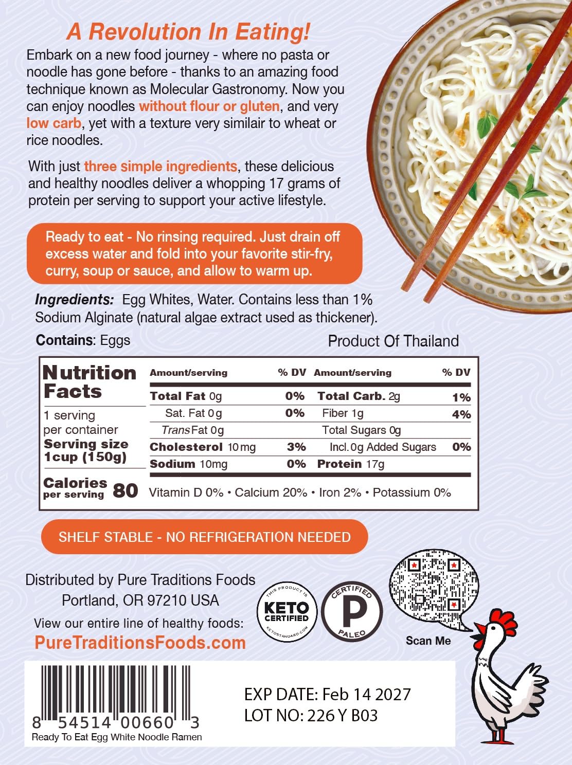 Pure Traditions Noodle Revolution ready-to-eat pack, ideal for quick meals.