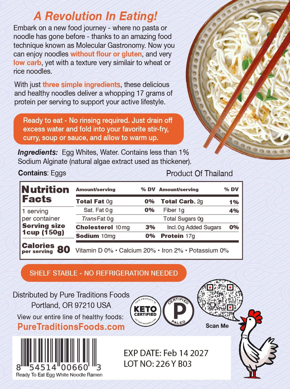 Pure Traditions Noodle Revolution ready-to-eat pack, ideal for quick meals.