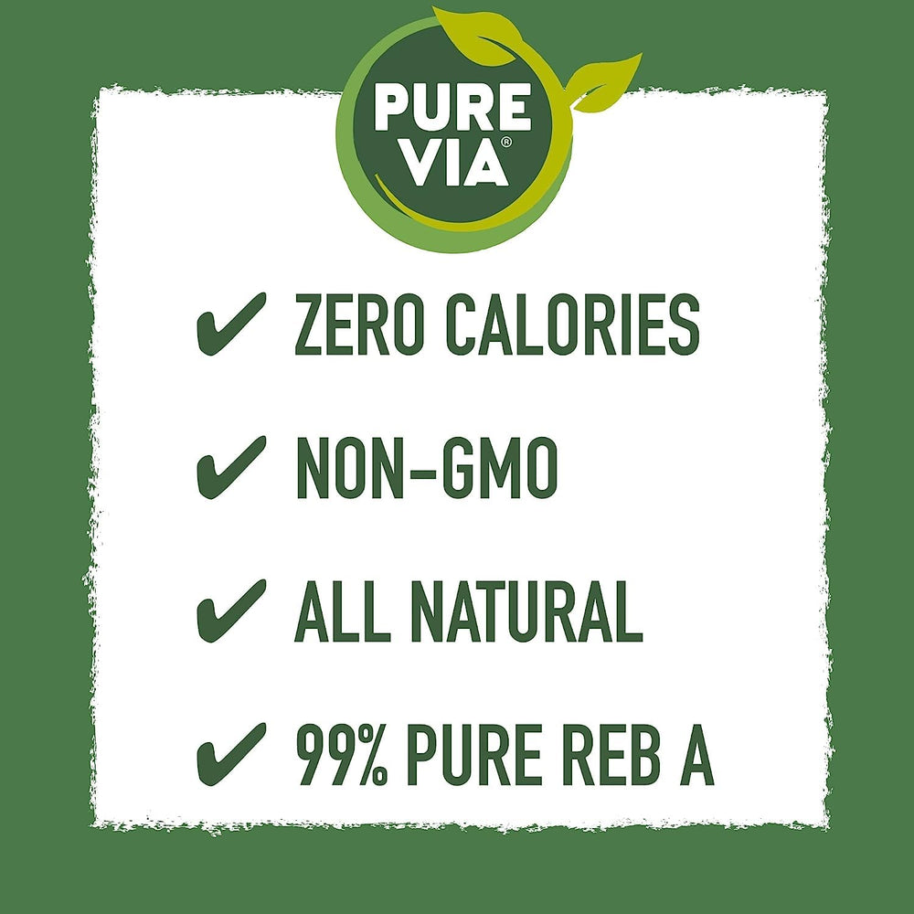 Pure Via stevia dissolving in coffee for natural sweetness