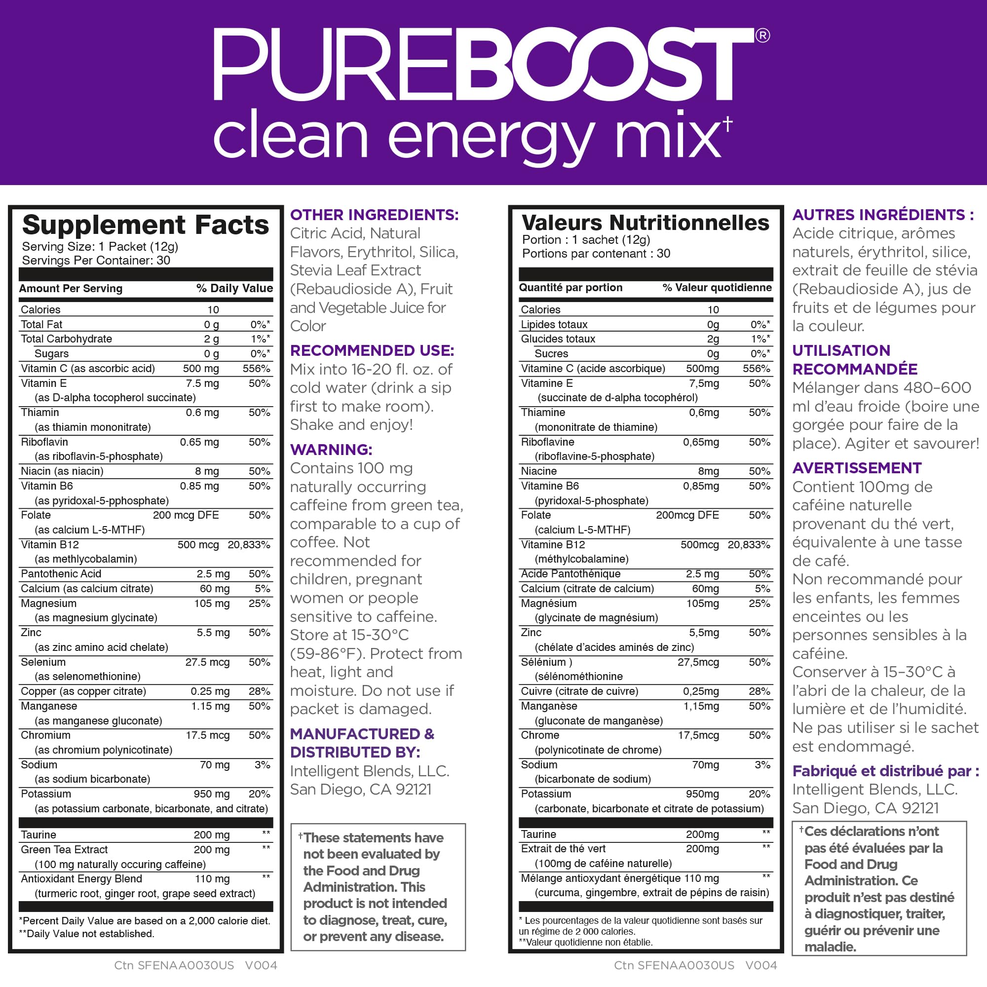 Pureboost Acai Alert packets close-up showing convenient single-serve sachets.