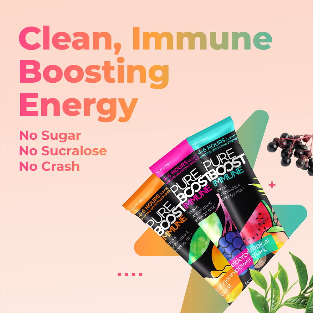 Close-up of Pureboost elderberry vitamins label highlighting vitamin C.