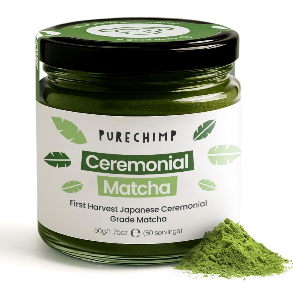 PureChimp ceremonial matcha jar top shows premium quality for daily rituals