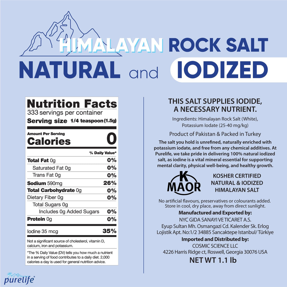 Purelife Himalayan Salt Fine crystal closeup emphasizing mineral-rich texture for gourmet cooking.