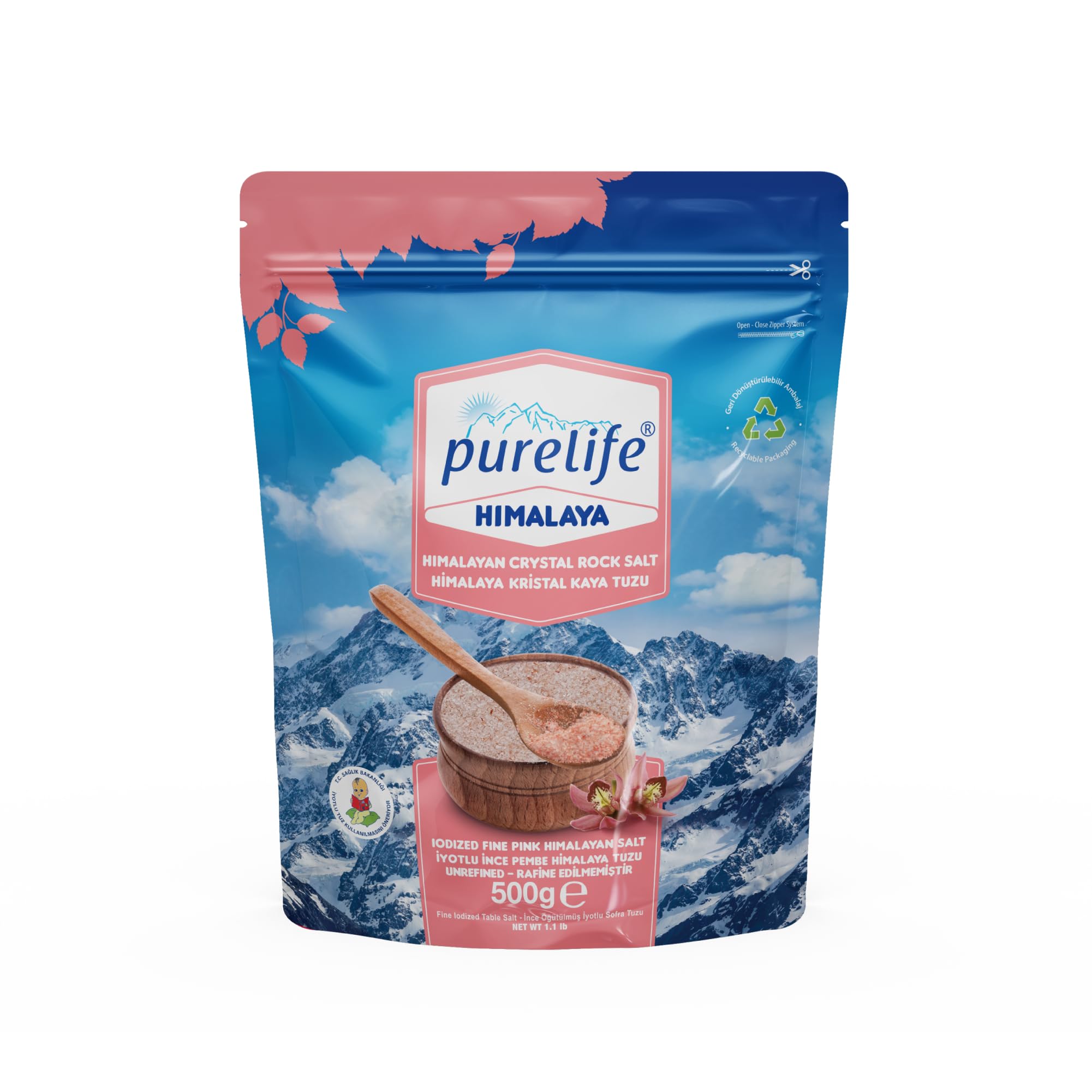 Purelife Himalayan Salt Fine iodized jar for everyday seasoning and mineral balance
