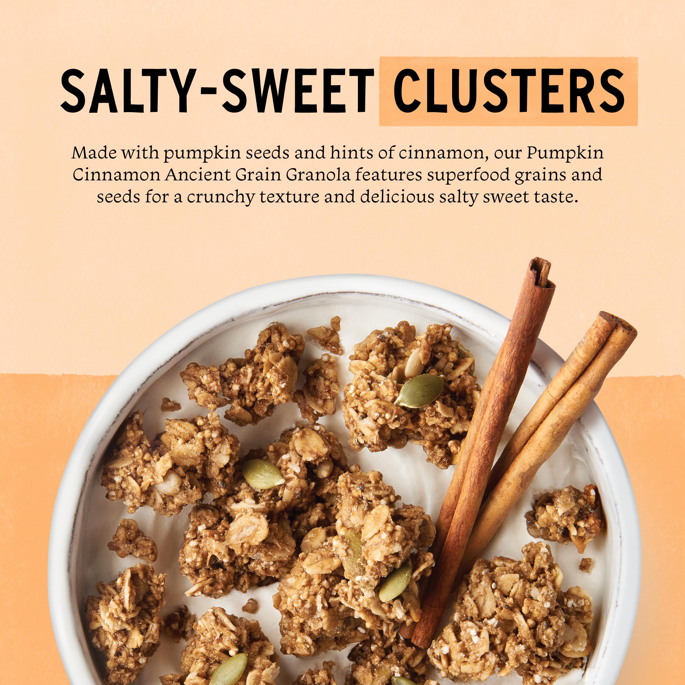 Purely Elizabeth 3-pack display highlights gluten-free non-GMO granola ready for family meals.