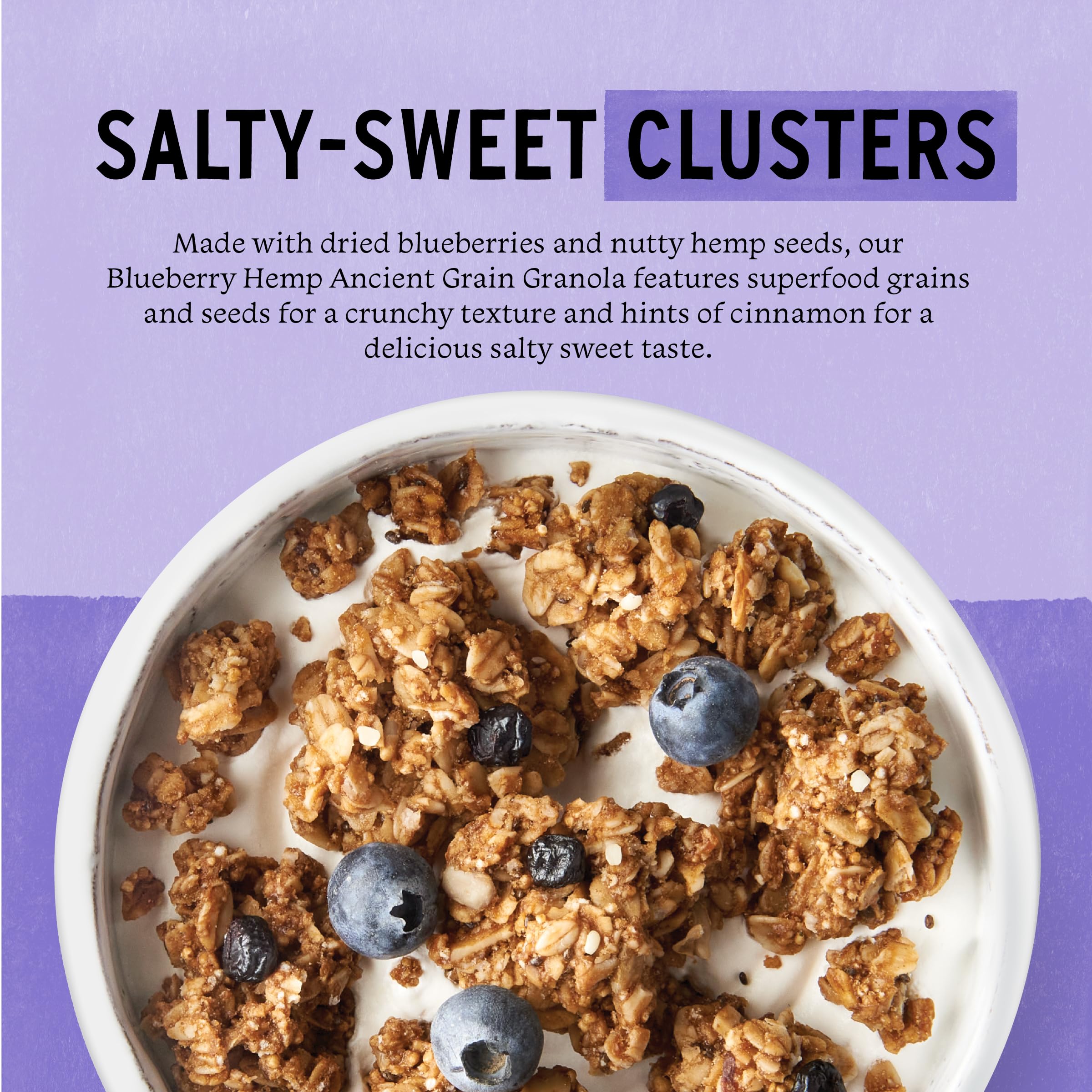 Purely Elizabeth ancient grain granola clusters on a plate for a snack or topping