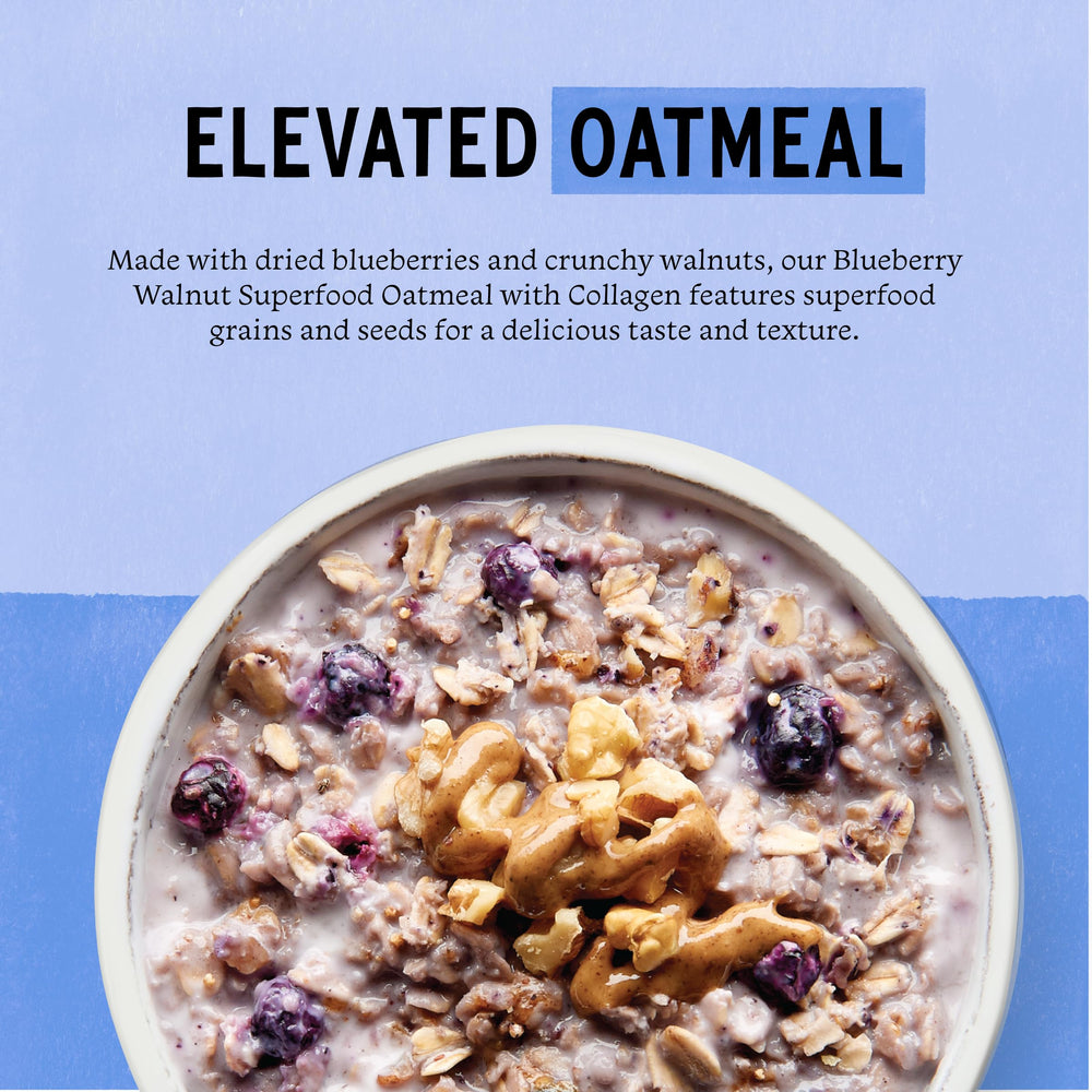 Prepared Purely Elizabeth Blueberry Walnut Oat Cup texture close-up ready to eat