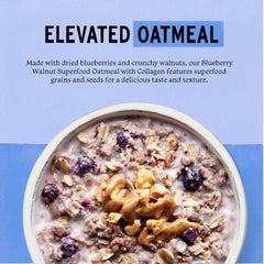 Prepared Purely Elizabeth Blueberry Walnut Oat Cup texture close-up ready to eat