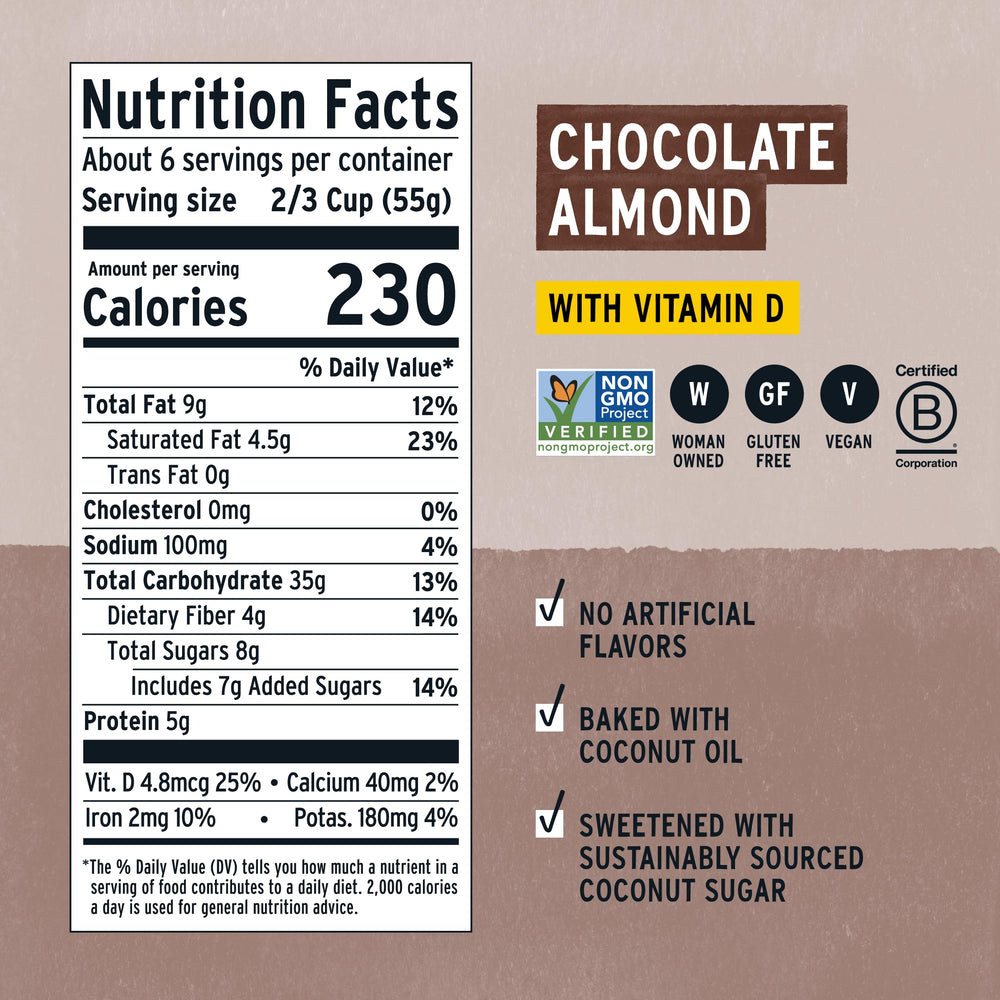 Purely Elizabeth Cereal Chocolate Almond in a bowl ready to serve a crunchy breakfast.