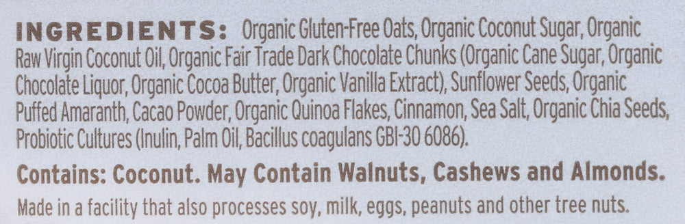 Purely Elizabeth cereal granola chocolate ingredients highlight coconut sugar and coconut oil for clean flavor
