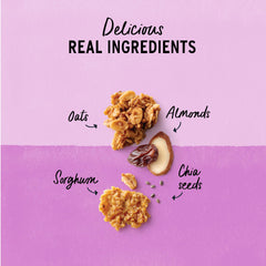 Six-grain blend and clusters visible in Purely Elizabeth cereal for a crunchy breakfast.