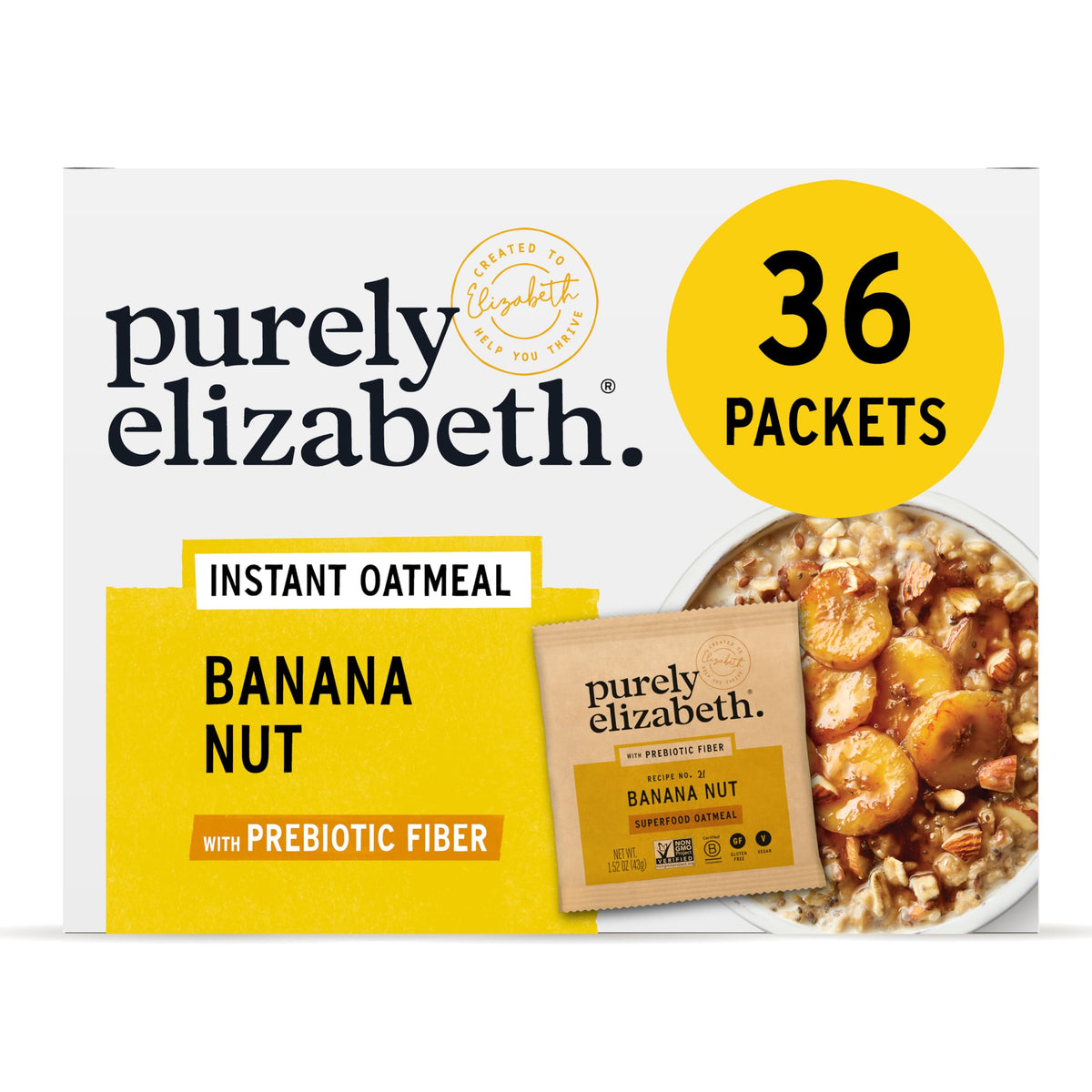 Purely Elizabeth Classic Cinnamon Oatmeal 6-pack box for quick, satisfying breakfasts.