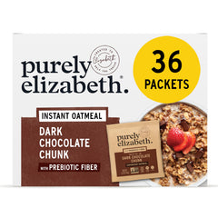 Purely Elizabeth Classic Cinnamon Superfood Oatmeal packaging highlighting gluten-free, non-GMO claims.