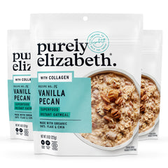 Purely Elizabeth Collagen Oatmeal Vanilla Pecan pack ready for a protein-rich breakfast