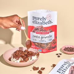 Purely Elizabeth granola cocoa powder swirls showcase bakery-style cocoa flavor