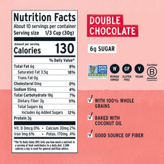 Purely Elizabeth granola dark chocolate chunks closeup highlights rich flavor and texture