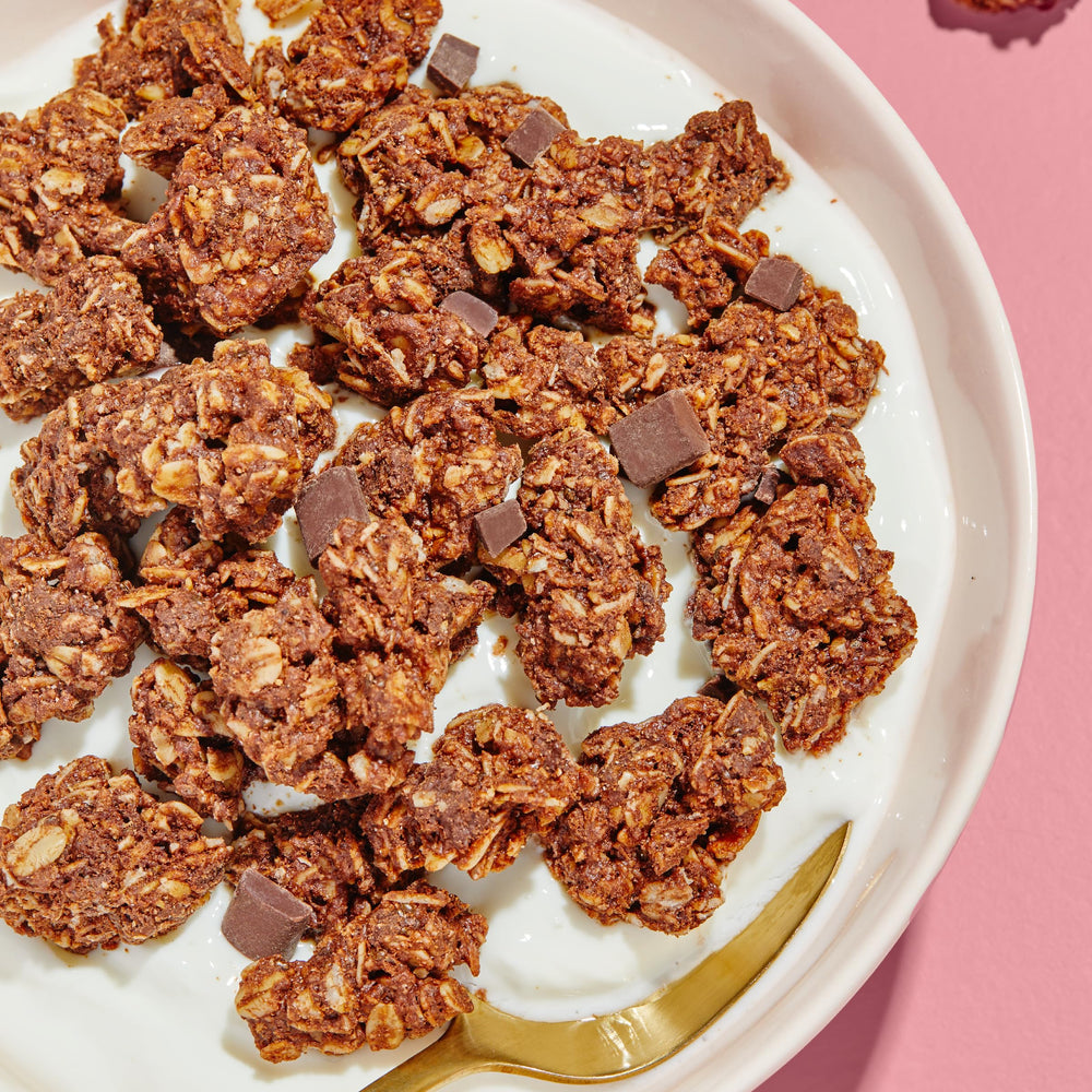 Purely Elizabeth granola ingredients of oats, oat flour, and coconut flour form a wholesome base