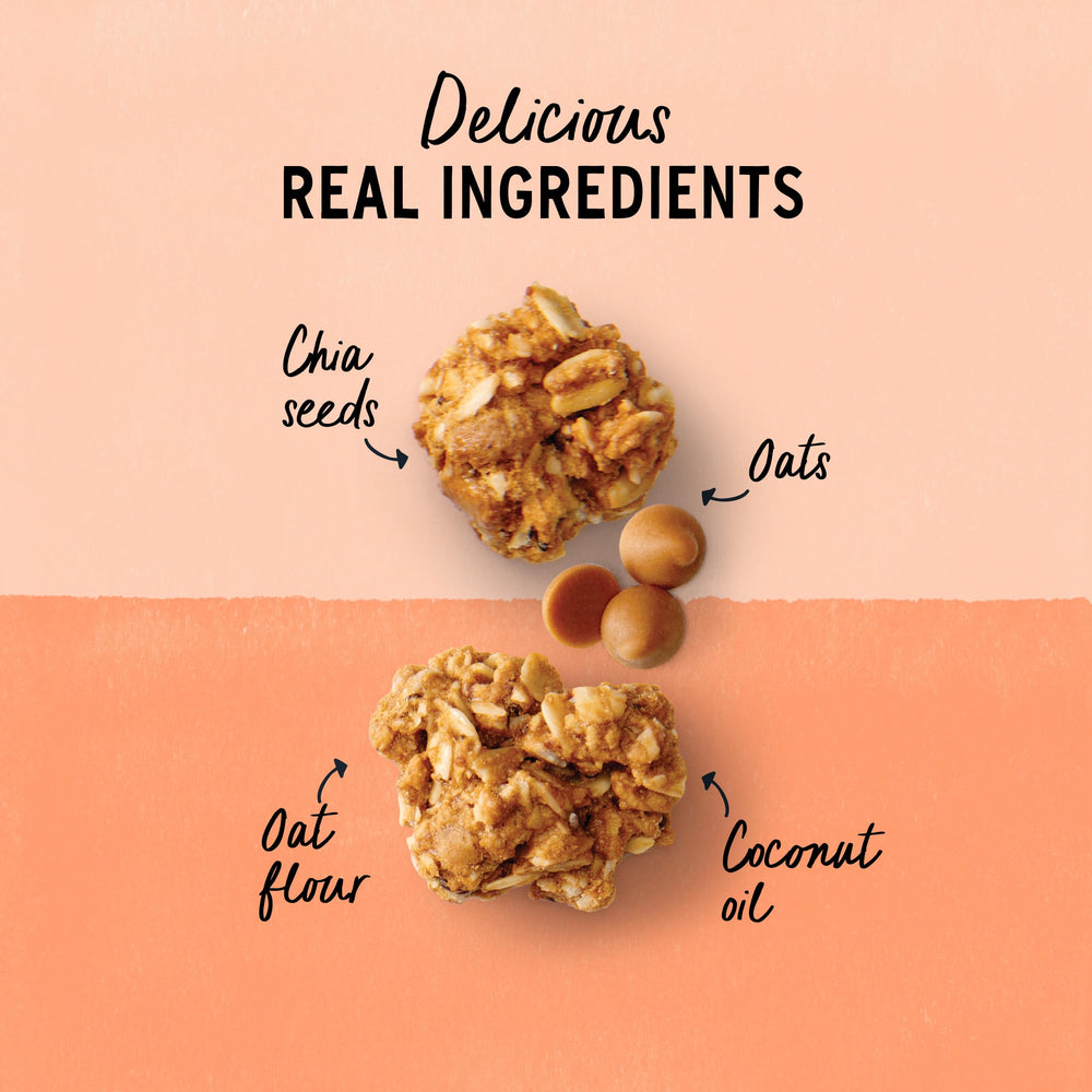 Purely Elizabeth cookie granola packaging display for on-the-go snacking