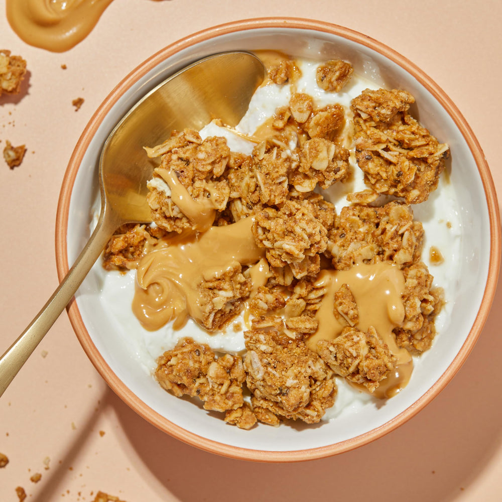 Purely Elizabeth cookie granola serving suggestion for quick breakfast