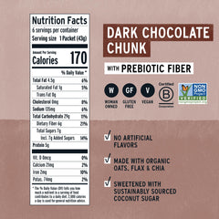 Purely Elizabeth Dark Chocolate Chunk oatmeal serving bowl showcases a wholesome breakfast.