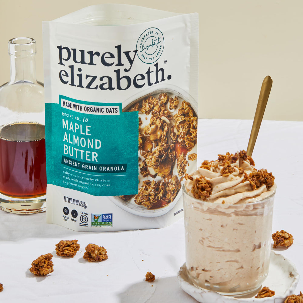 Purely Elizabeth grain-free vanilla almond butter MCT granola bag, tasty choice