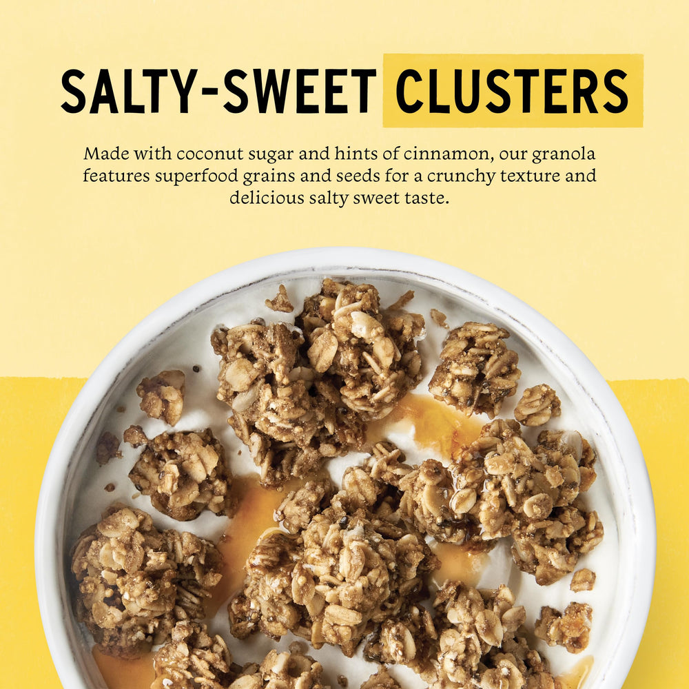 Granola bowl with milk featuring Purely Elizabeth for a quick, satisfying breakfast.
