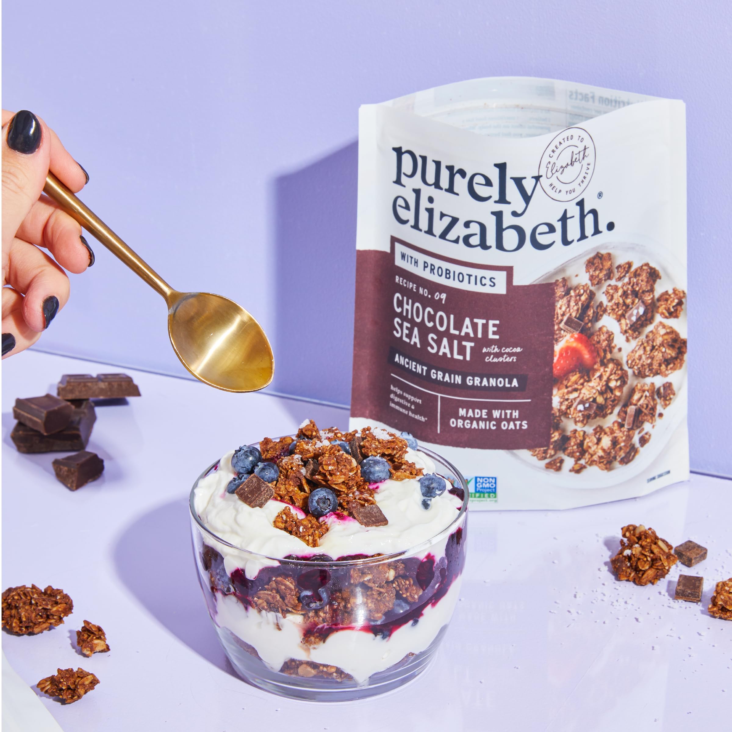 Purely Elizabeth granola clusters amaranth chia close-up for crunch