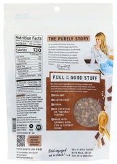 Purely Elizabeth granola nut butter chocolate chunks visible for rich, indulgent-snack vibes