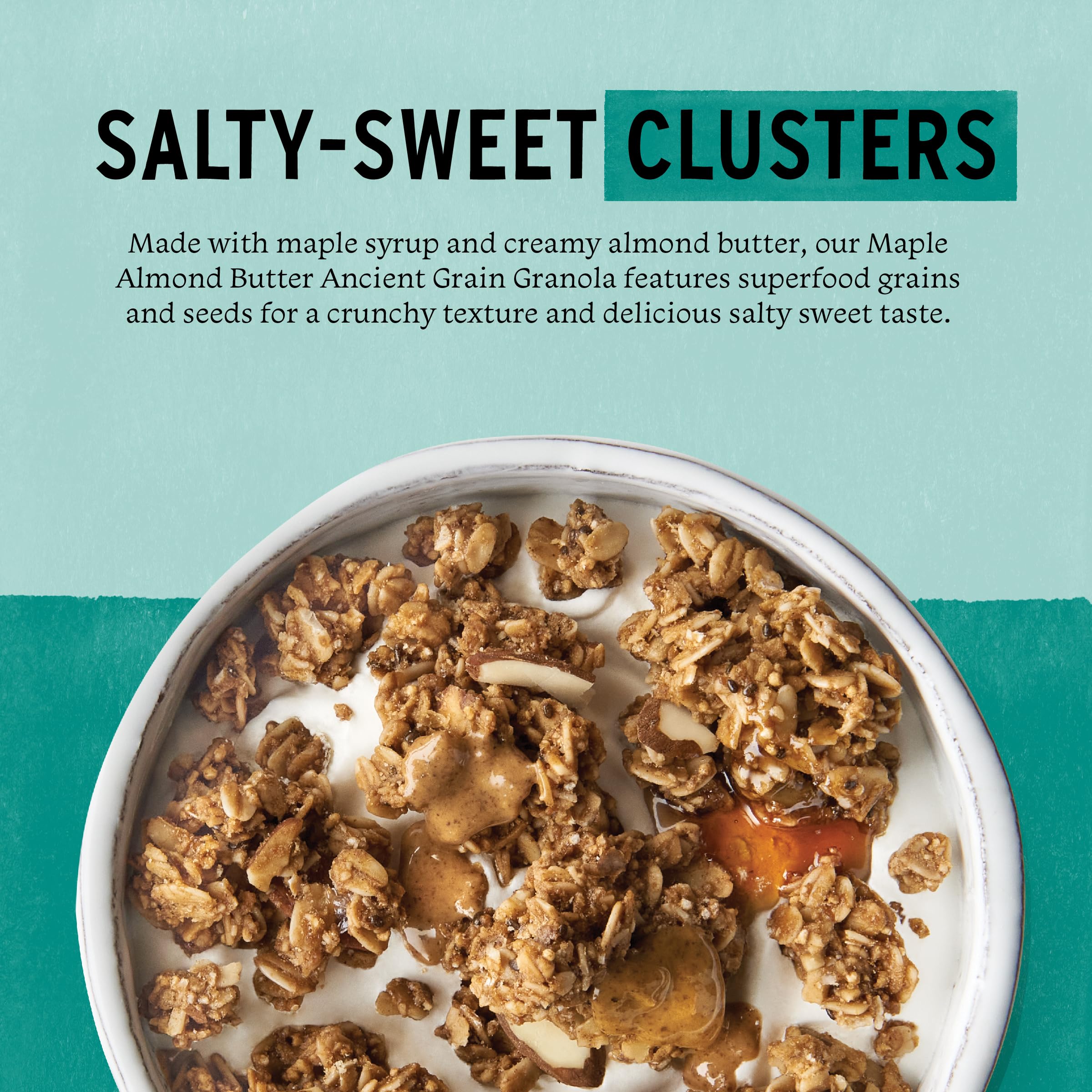 Purely Elizabeth Granola Nut Butter Maple serving bowl with crunchy clusters