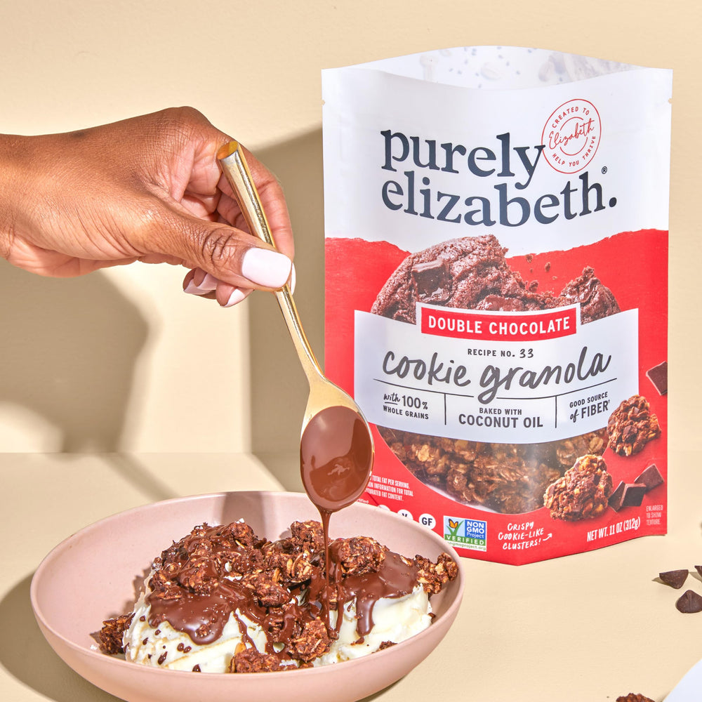 Purely Elizabeth Keto certified packaging label signals a gluten-free snack option
