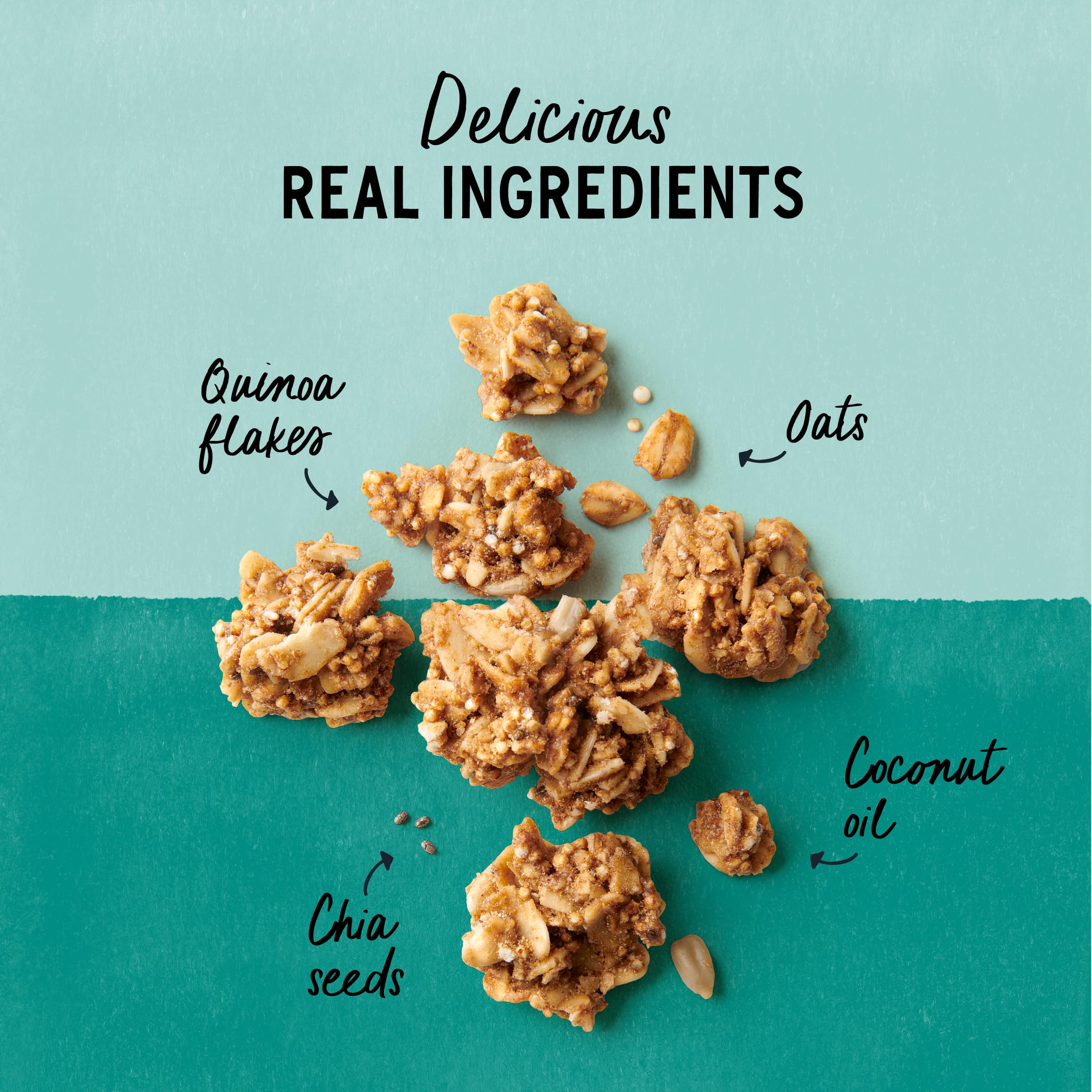 Purely Elizabeth ingredients close-up with coconut sugar and coconut oil