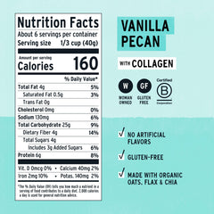 Purely Elizabeth Oat Pouch Collagen Vanilla Pecan pour—easy to whisk into smoothies.