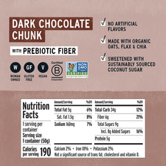 Close-up of dark chocolate chunks in Purely Elizabeth Oatmeal Cup