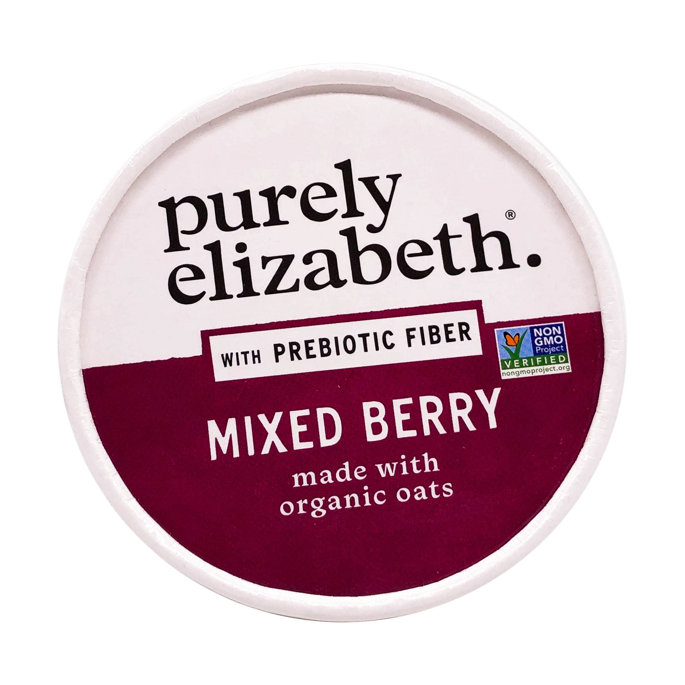 Purely Elizabeth Oatmeal Cup Mix Berry Preb with berries showcases a wholesome start.