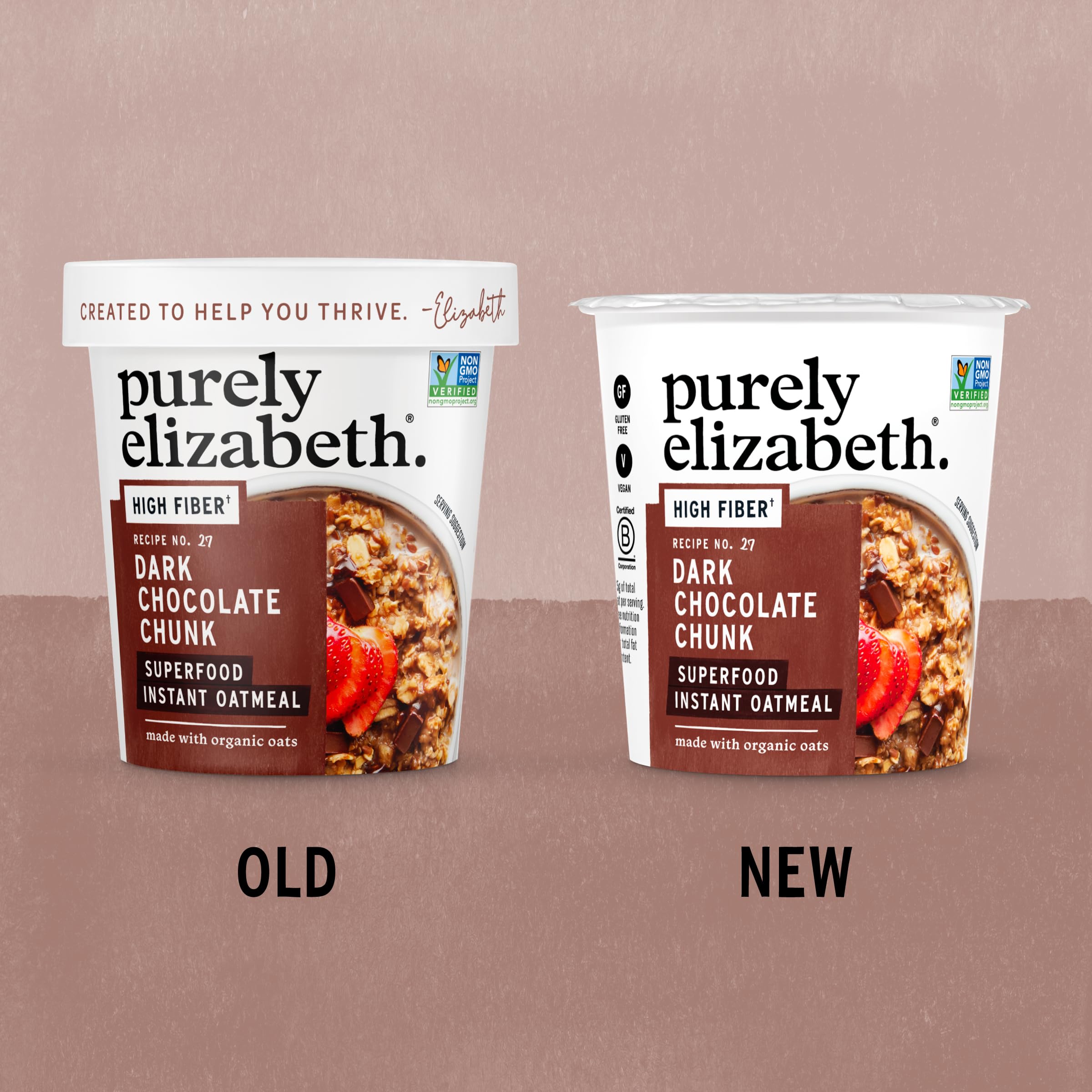 Textured oats and chocolate chunks visible in prepared cup
