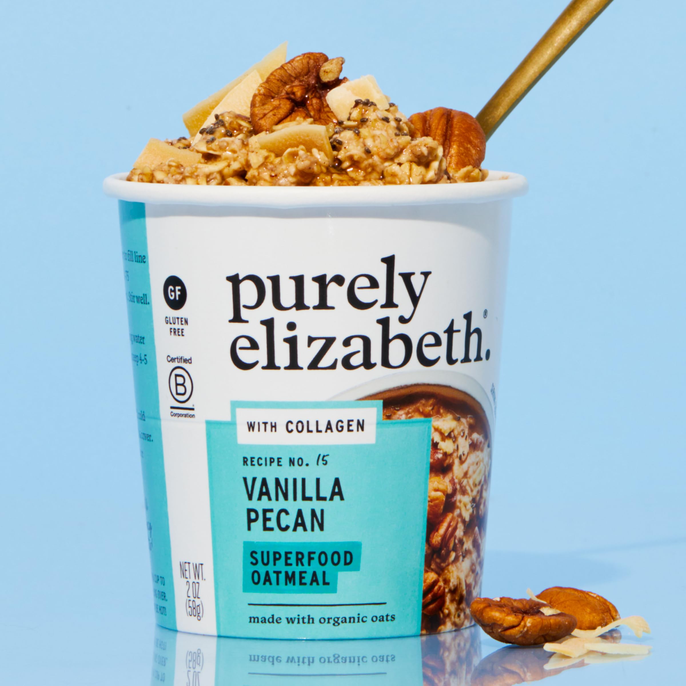Purely Elizabeth Apple Cinnamon Organic oatmeal cups for a cozy morning.