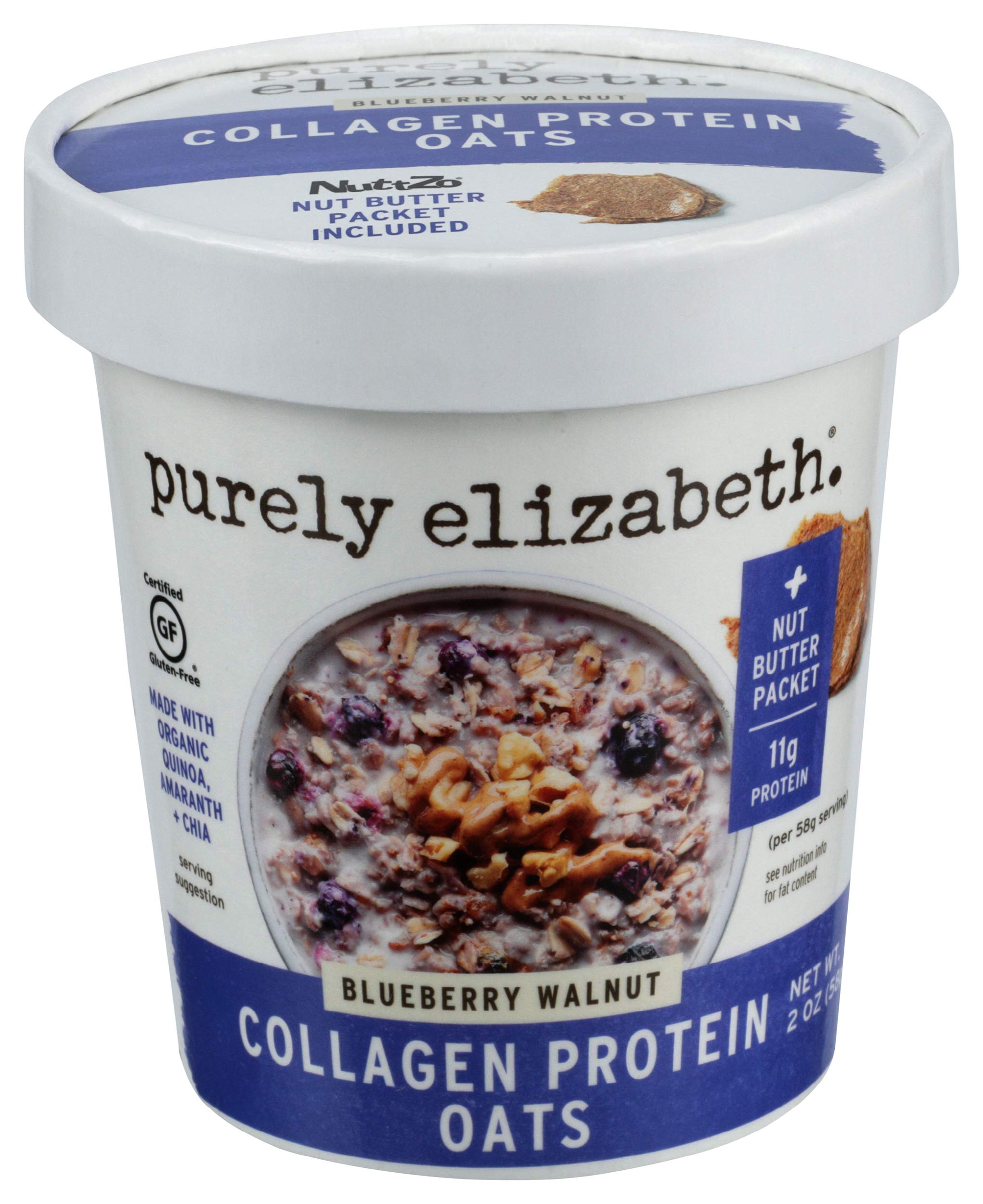 Purely Elizabeth Oats Blueberry Walnut cup—breakfast ready with a protein-boosting mix.