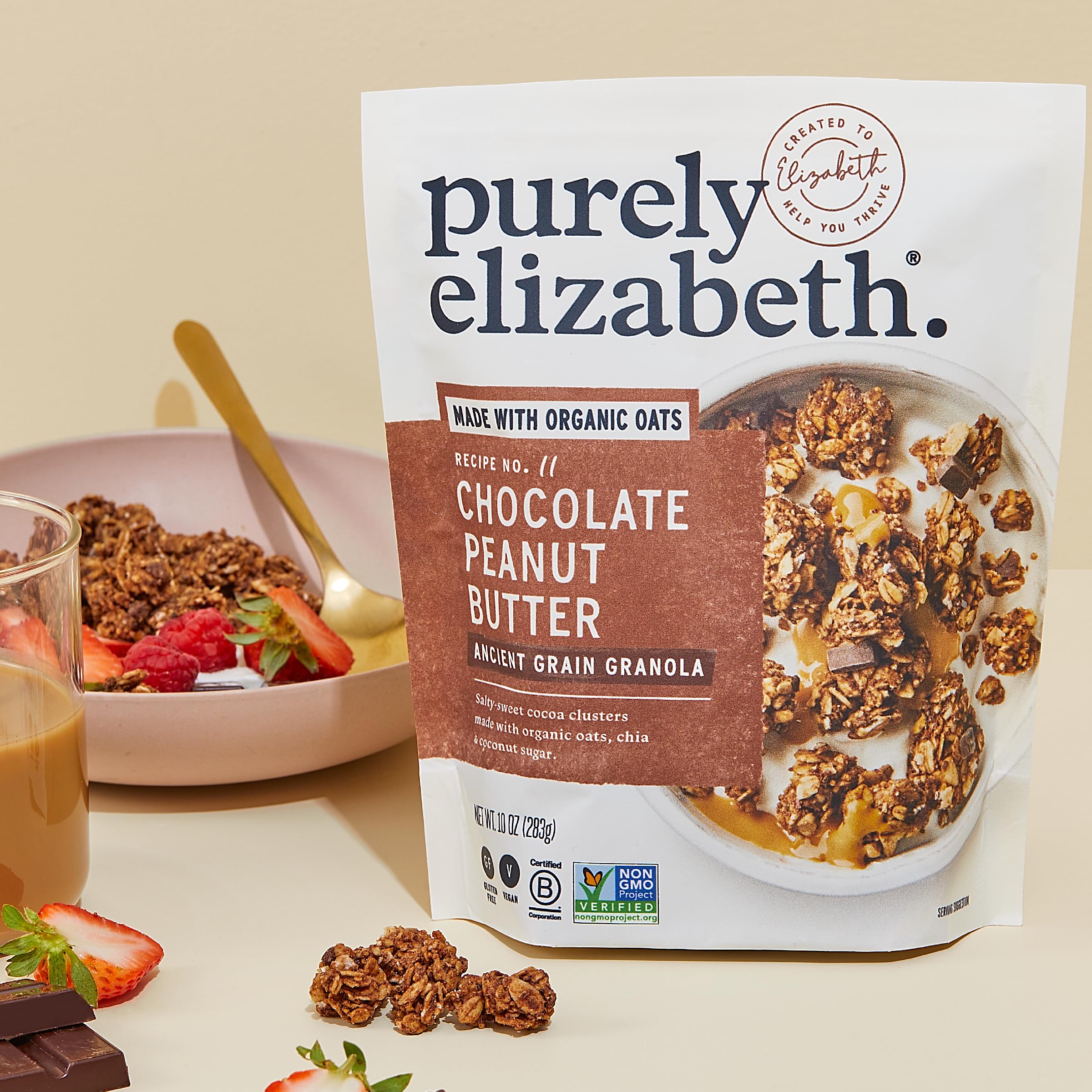 Purely Elizabeth pack of 3 ancient grain granola for on-the-go snacking.