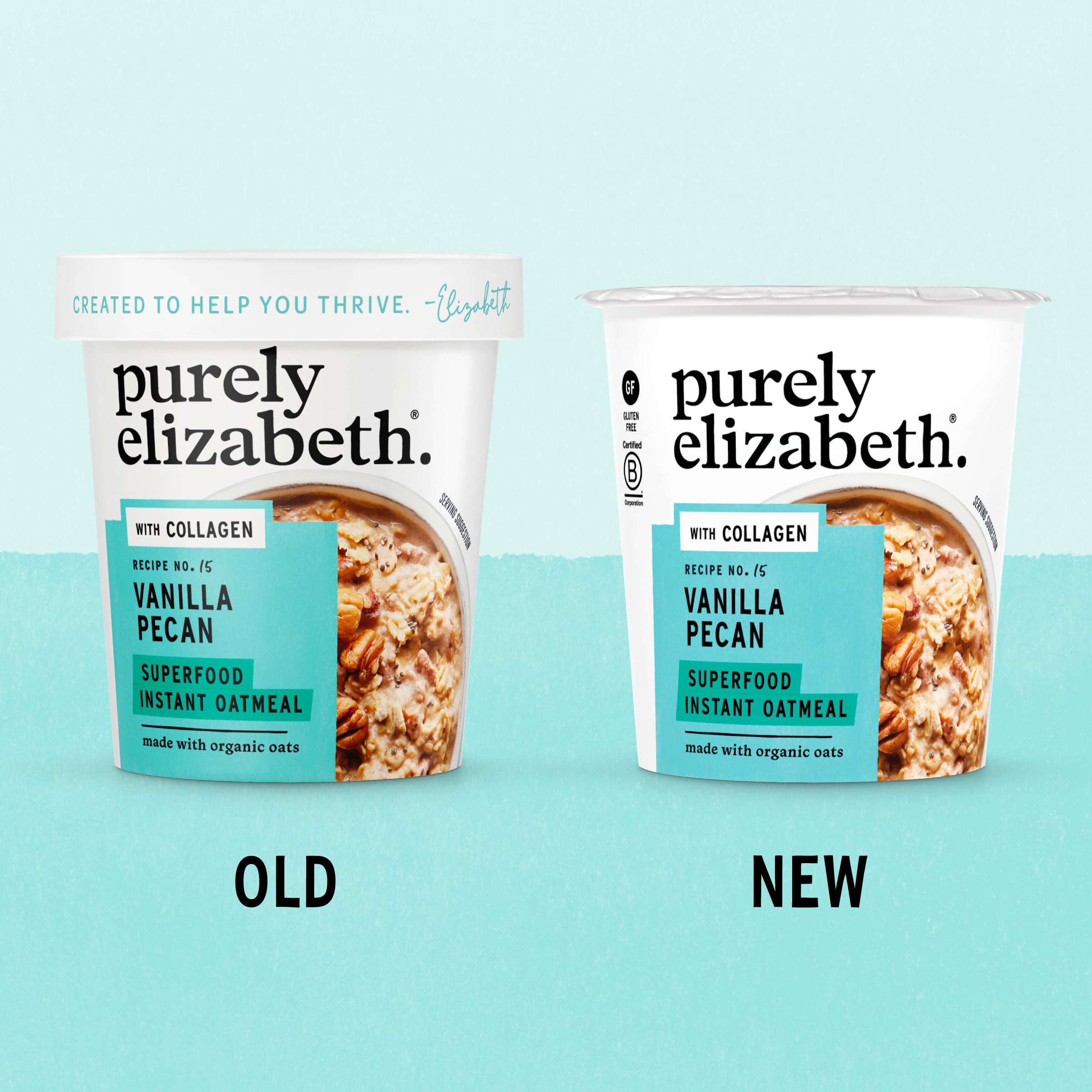 Purely Elizabeth ready-to-serve oats with collagen for a quick breakfast.