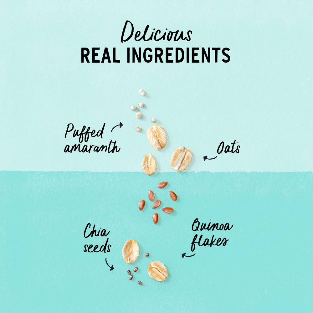 Purely Elizabeth Vanilla Pecan ingredients lineup with visible pecans and vanilla aroma.