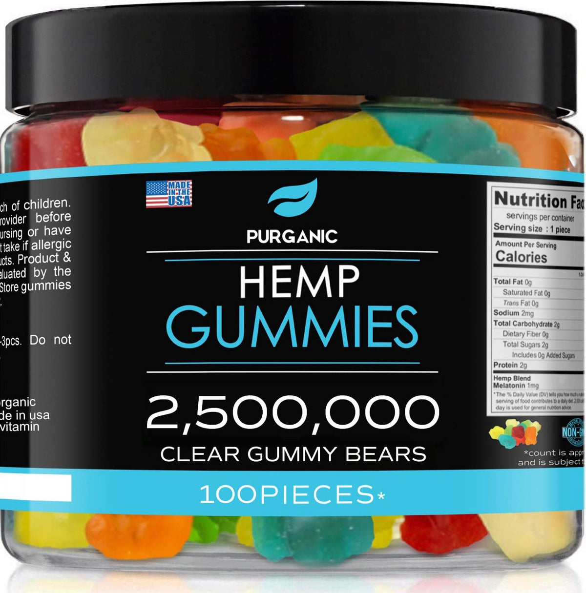 Purganic Hemp Gummies fruit flavors packshot: delicious, natural relaxation snack for daily calm.