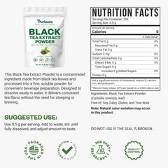 Purisure Instant Black Tea Powder dissolving in a glass demonstrating quick, smooth mixing.