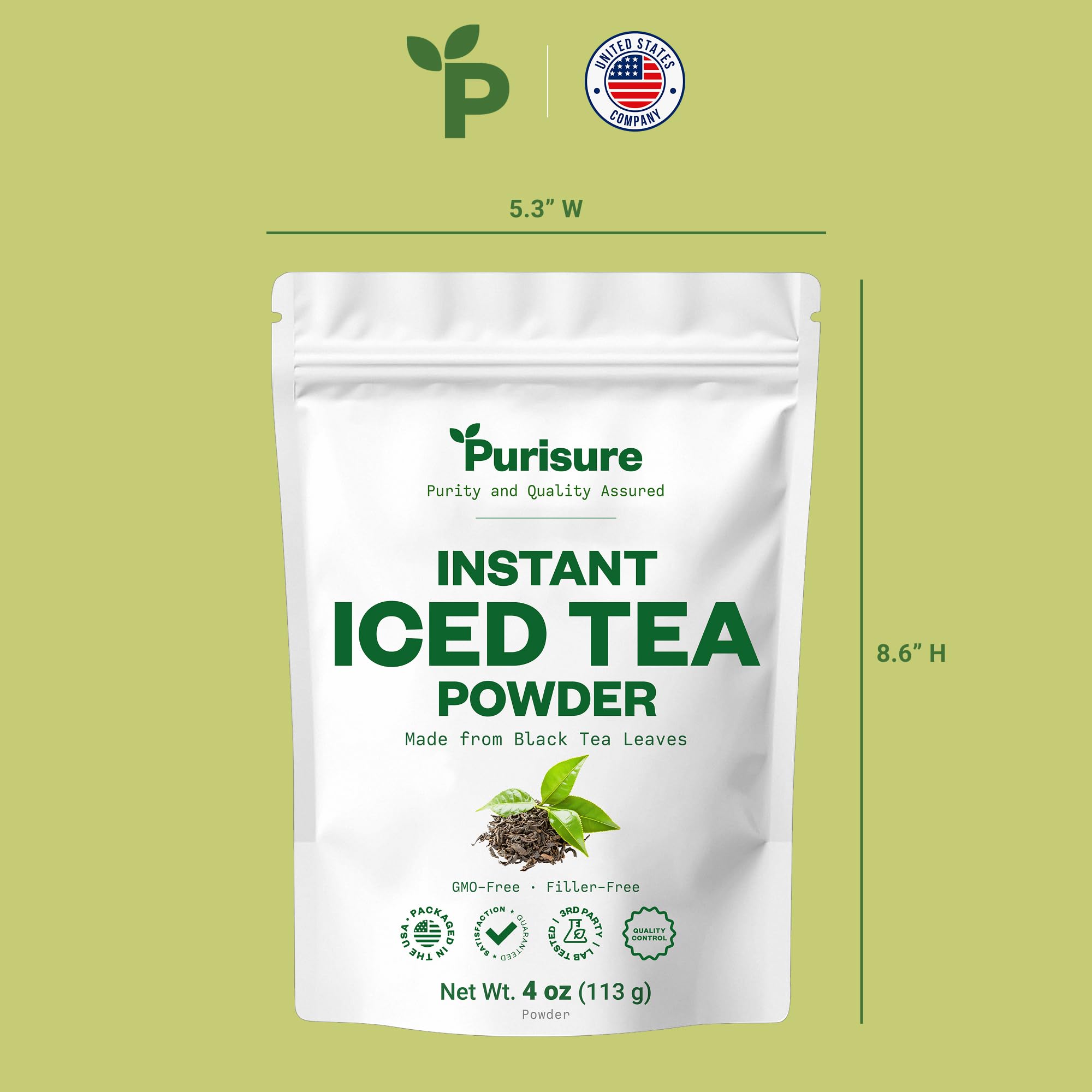 Purisure Real Black Tea Powder packaging front showing value-size pouch