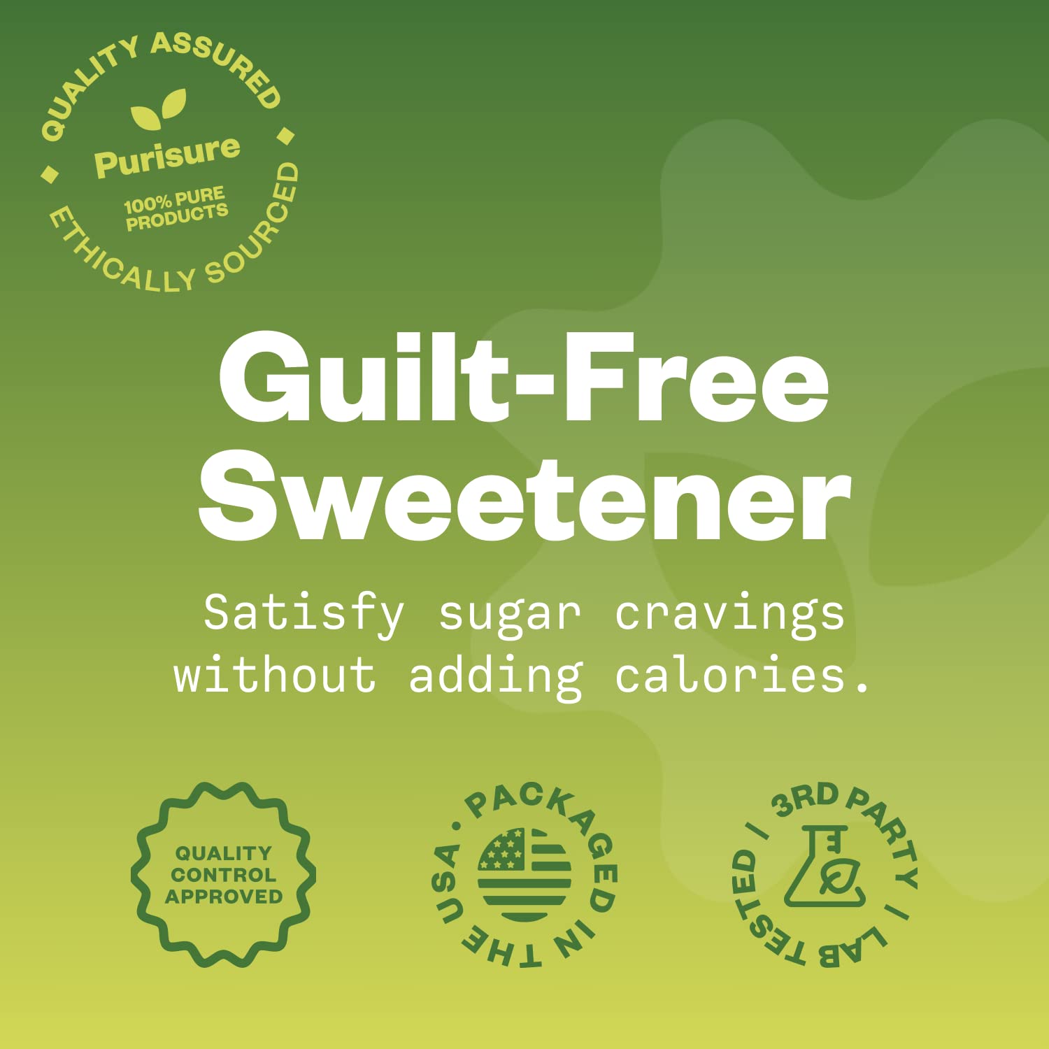 Purisure stevia powder close-up reveals fine texture and purity.