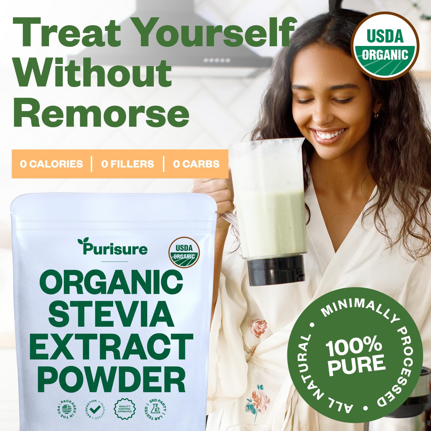 Purisure Stevia powder zero calories for beverages and recipes