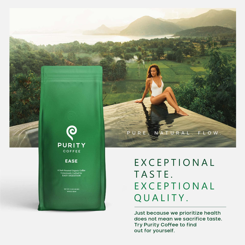 Purity Coffee EASE 5lb bag ready for daily home brewing and sharing.